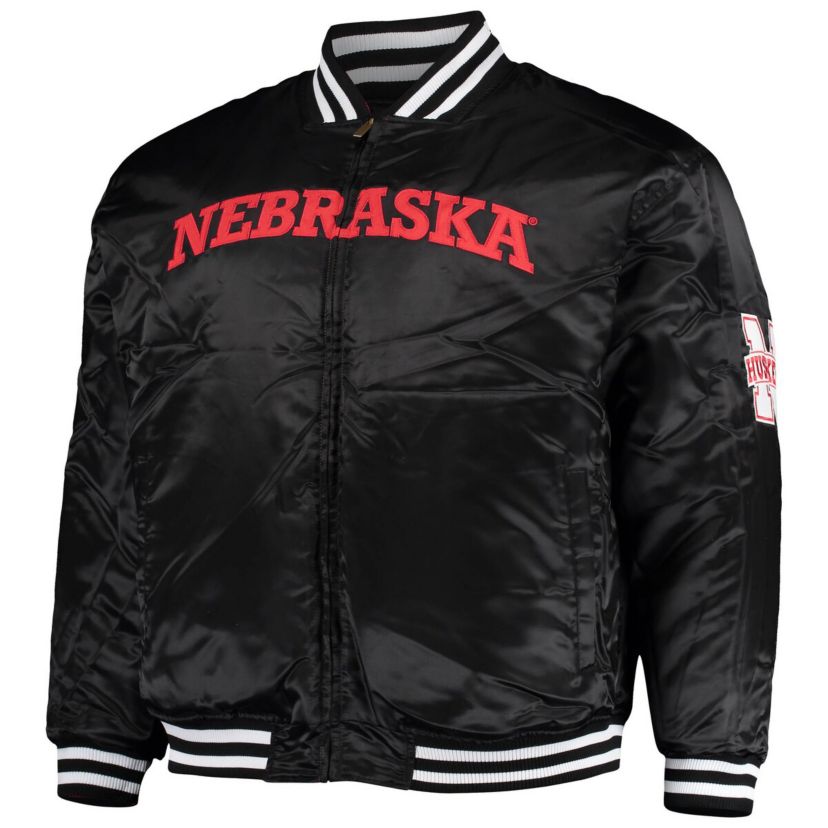 NCAA Scarlet/Black Nebraska Huskers Big & Tall Reversible Satin Full-Zip Jacket