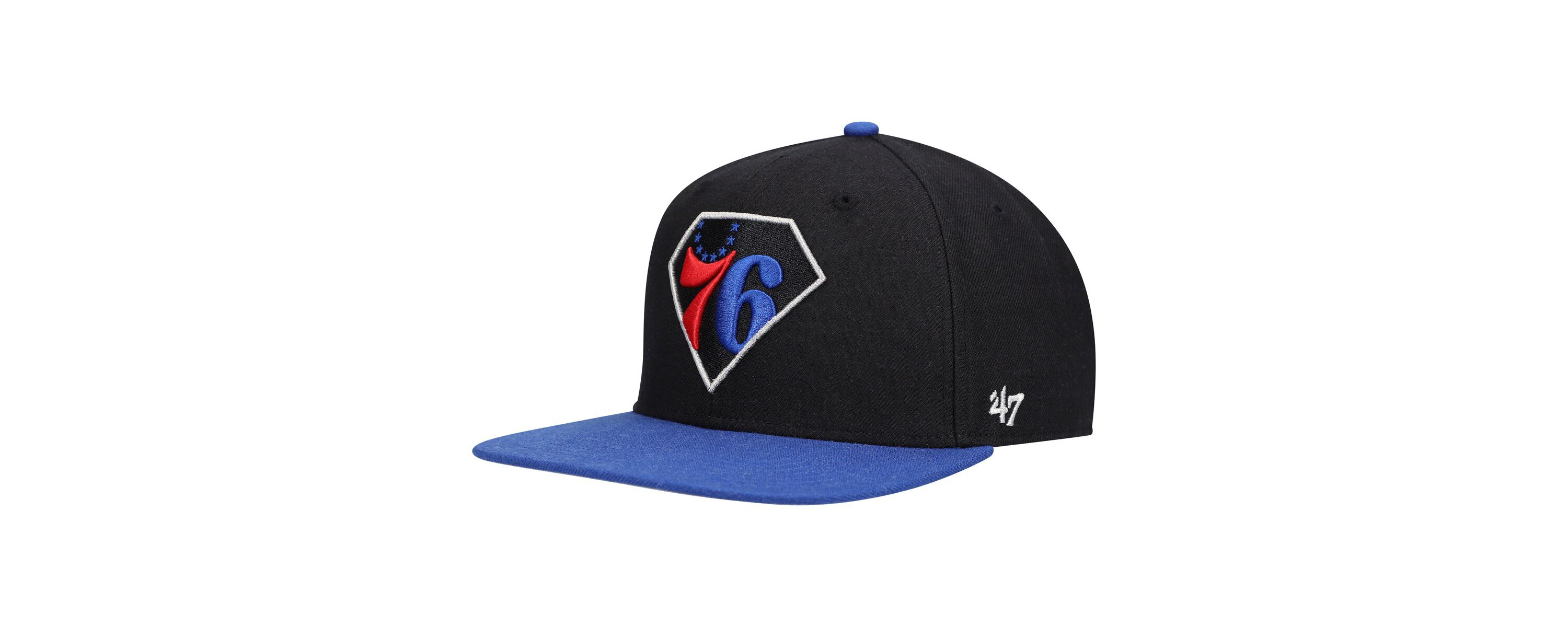 NBA Black/Royal Philadelphia 76ers 75th Anniversary Carat Captain Snapback Hat