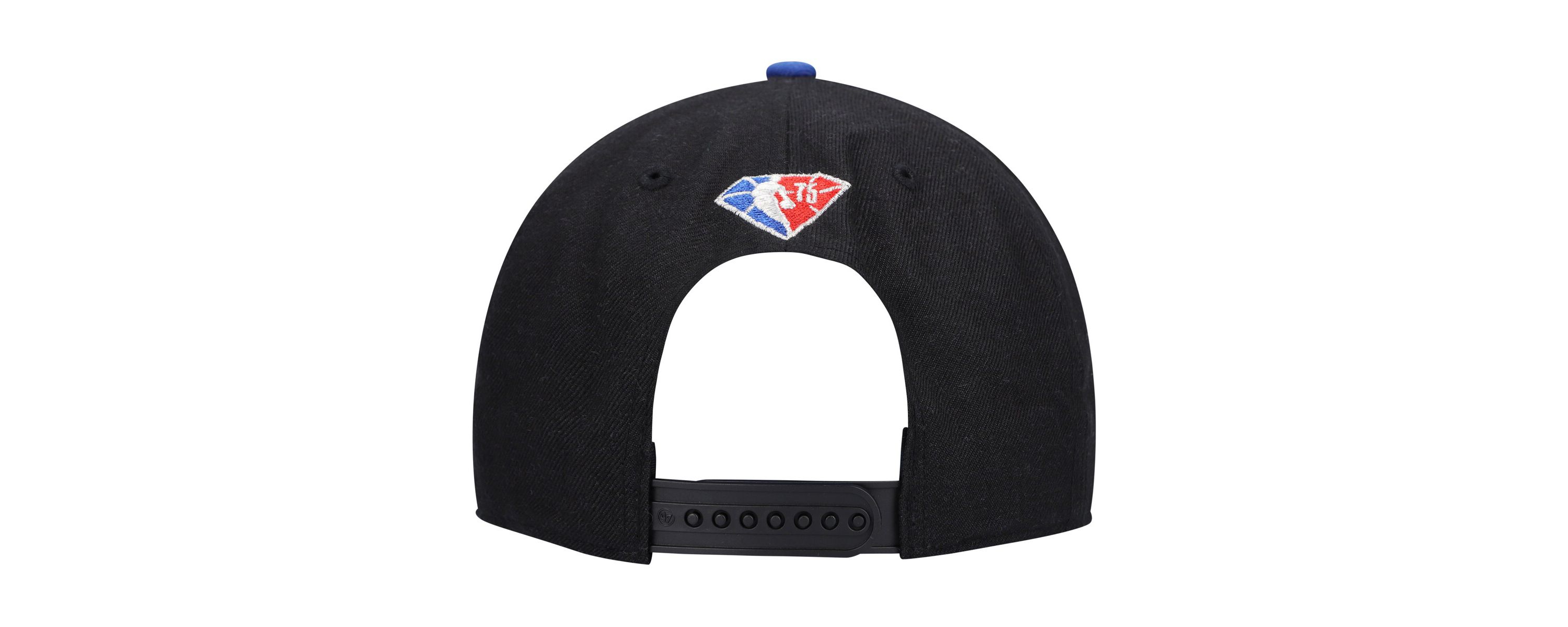 NBA Black/Royal Philadelphia 76ers 75th Anniversary Carat Captain Snapback Hat