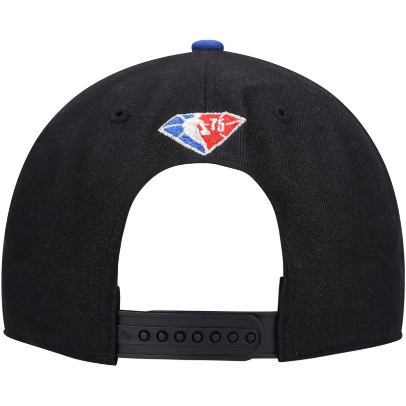 NBA Black/Royal Philadelphia 76ers 75th Anniversary Carat Captain Snapback Hat