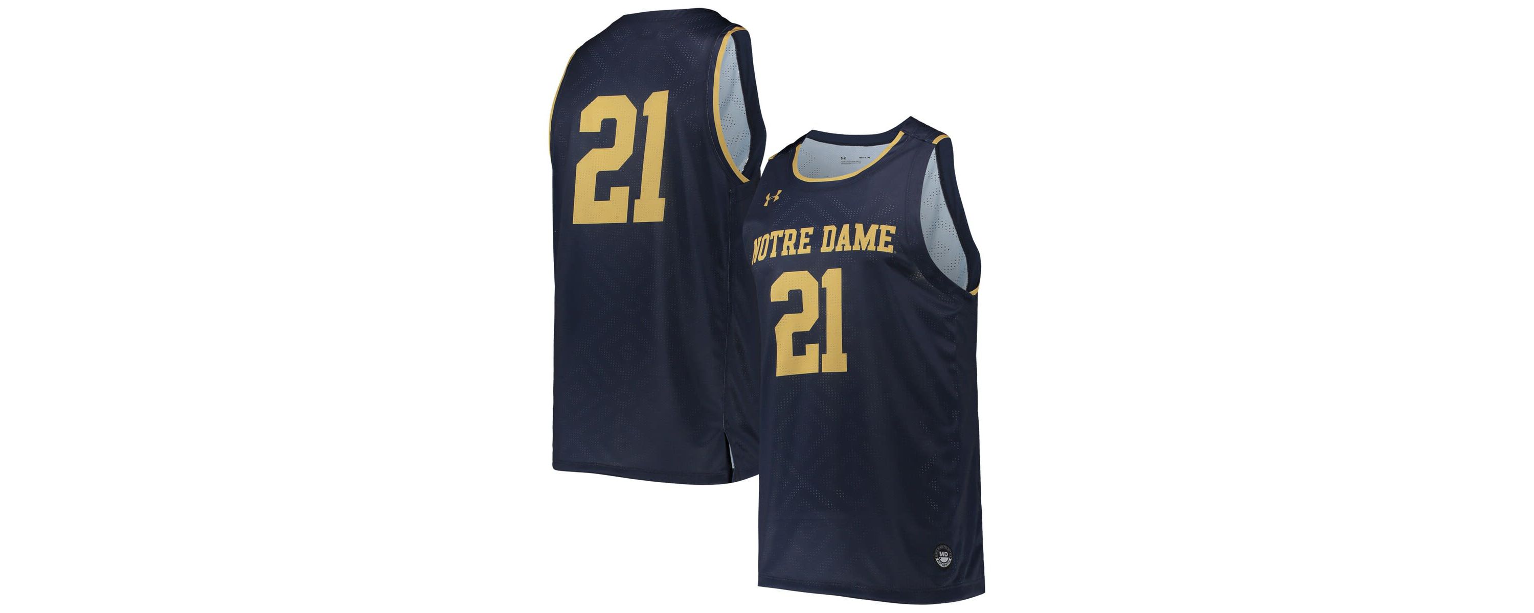 NCAA Under Armour #21 Notre Dame Fighting Irish Alternate Replica Basketball Jersey