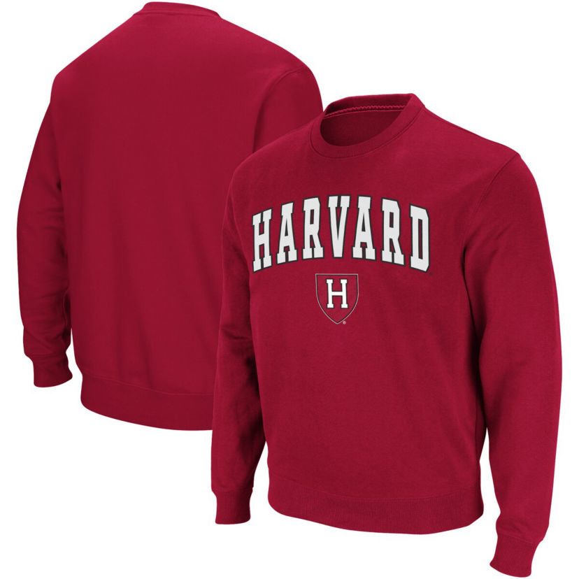 Harvard Crimson NCAA Harvard Team Arch & Logo Tackle Twill Pullover Sweatshirt