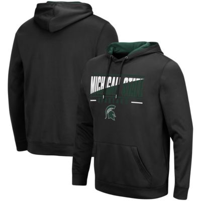 Colosseum Men's NCAA Michigan State Spartans Slash Stack 2.0 Pullover Hoodie, Black, Medium