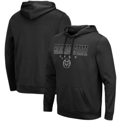 Colosseum Men's NCAA Colorado State Rams Blackout 3.0 Pullover Hoodie, Black, Large