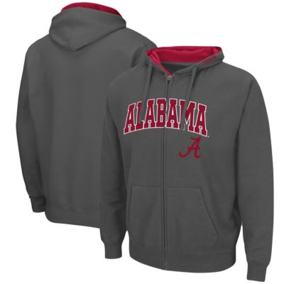Colosseum Men's Alabama Crimson Tide NCAA Alabama Tide Arch & Logo 3.0 Full-Zip Hoodie, Grey, Large
