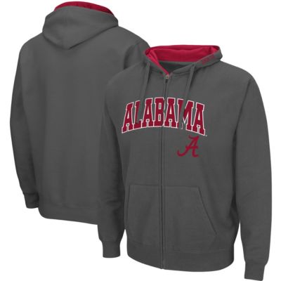 Colosseum Men's Alabama Crimson Tide NCAA Alabama Tide Arch & Logo 3.0 Full-Zip Hoodie, Grey, Large
