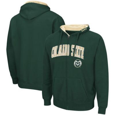 Colosseum Men's NCAA Colorado State Rams Arch & Logo 3.0 Full-Zip Hoodie, Green, Medium