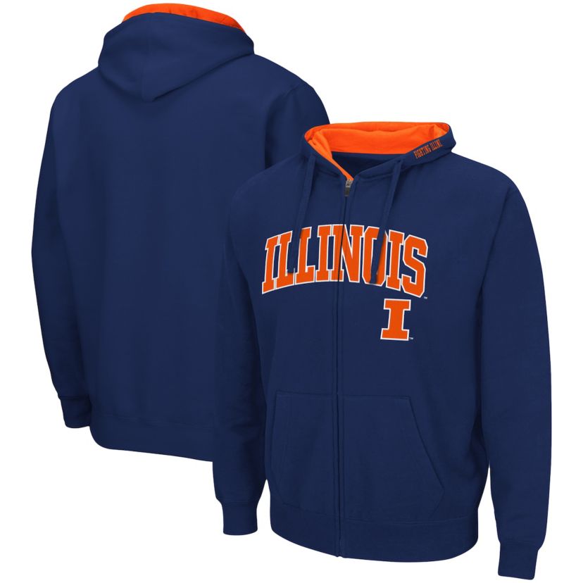 NCAA Illinois Fighting Illini Arch & Logo 3.0 Full-Zip Hoodie