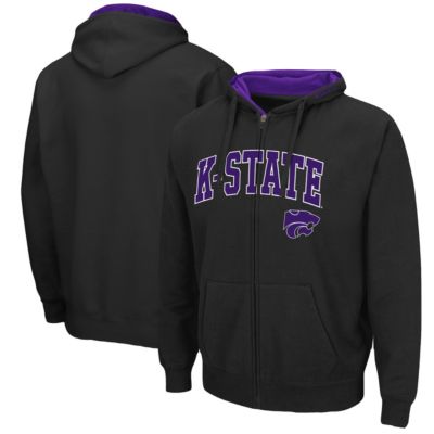 Colosseum Men's NCAA Kansas State Wildcats Arch & Logo 3.0 Full-Zip Hoodie, Black, Large