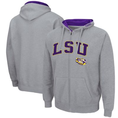 NCAA Heathered LSU Tigers Arch & Logo 3.0 Full-Zip Hoodie