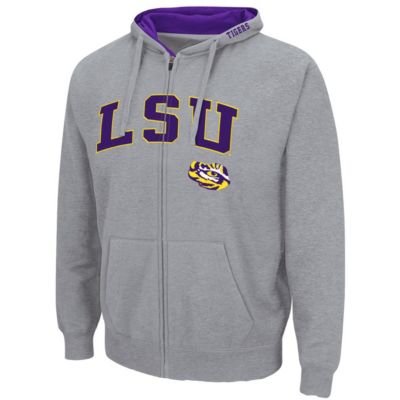 NCAA Heathered LSU Tigers Arch & Logo 3.0 Full-Zip Hoodie