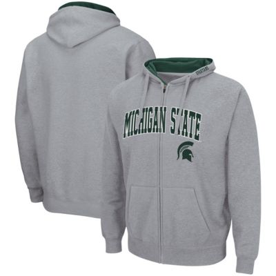 Colosseum Men's NCAA ed Michigan State Spartans Arch & Logo 3.0 Full-Zip Hoodie, Gray, 3XL