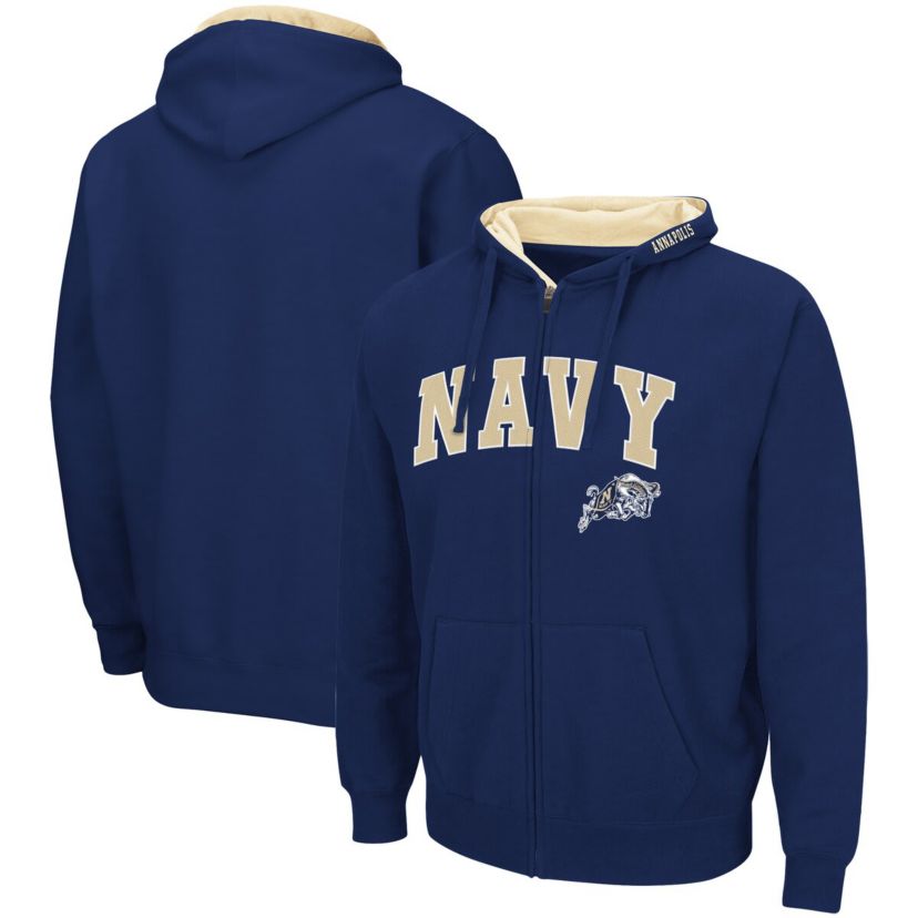 Navy Midshipmen NCAA Midshipmen Arch & Logo 3.0 Full-Zip Hoodie