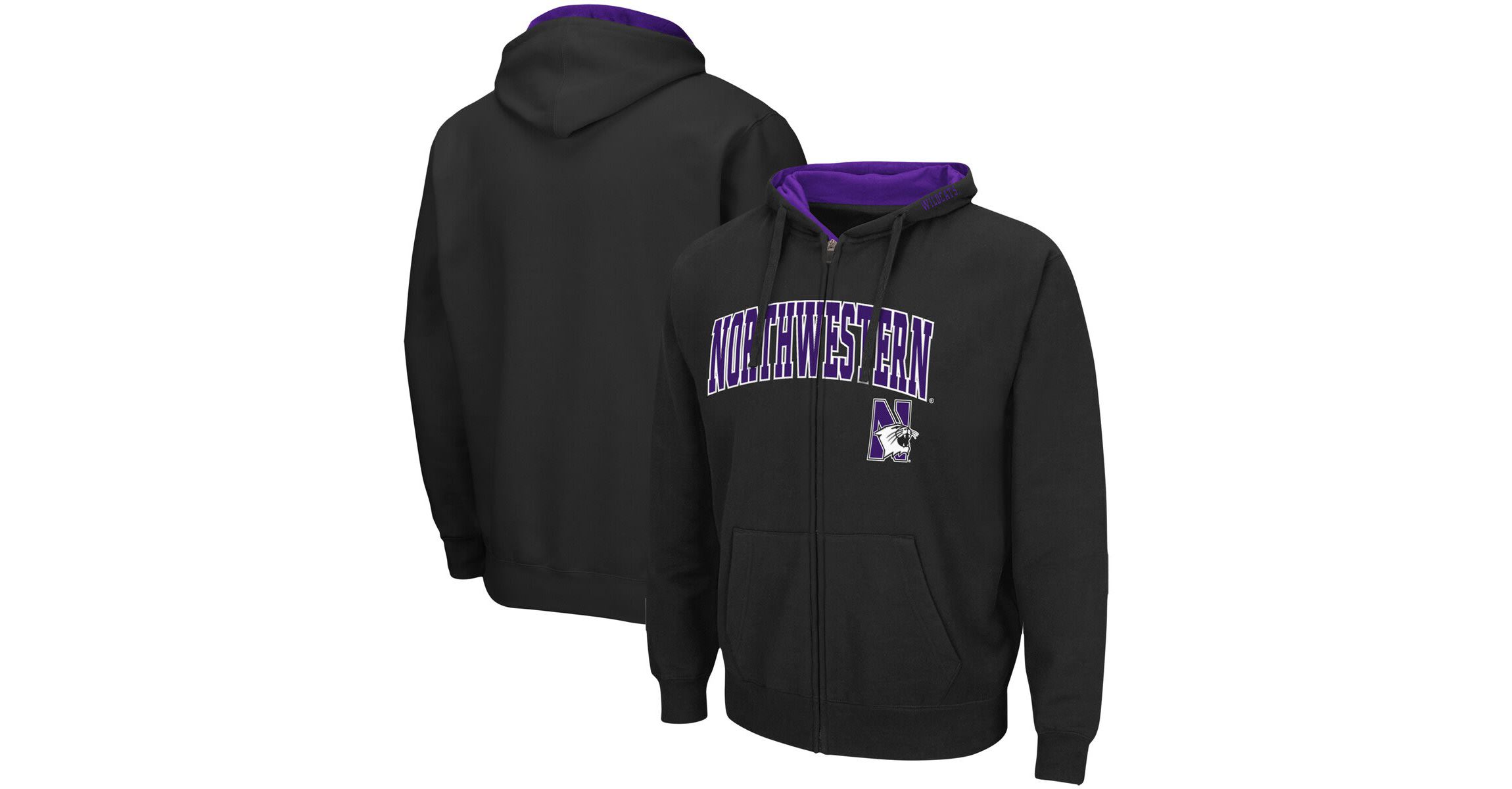 NCAA Northwestern Wildcats Arch & Logo 3.0 Full-Zip Hoodie