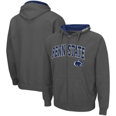 Colosseum Men's NCAA Penn State Nittany Lions Arch & Logo 3.0 Full-Zip Hoodie, Grey, Small