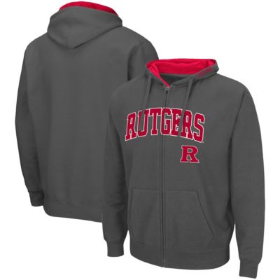 Colosseum Men's Rutgers Scarlet Knights NCAA Rutgers Knights Arch & Logo 3.0 Full-Zip Hoodie, Grey, 2XL