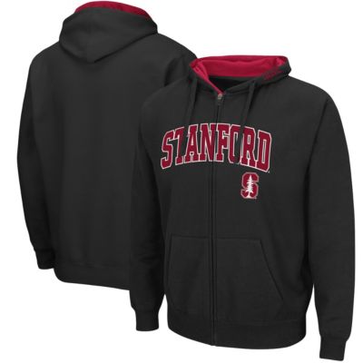 Colosseum Men's Stanford Cardinal NCAA Stanford Arch & Logo 3.0 Full-Zip Hoodie, Black, 2XL -  0195369557002