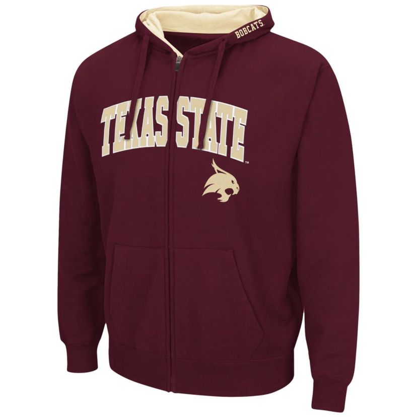 NCAA Texas State Bobcats Arch & Logo 3.0 Full-Zip Hoodie
