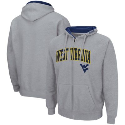 Colosseum Men's NCAA ed West Virginia Mountaineers Arch & Logo 3.0 Full-Zip Hoodie, Gray, Medium