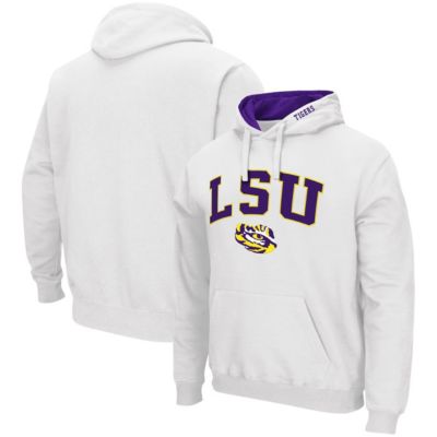 Colosseum Men's NCAA LSU Tigers Arch & Logo 3.0 Pullover Hoodie, White, 2XL
