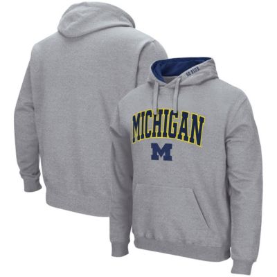 Colosseum Men's NCAA Michigan Wolverines Arch & Logo 3.0 Pullover Hoodie, Gray, 3XL