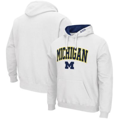 Colosseum Men's NCAA Michigan Wolverines Arch & Logo 3.0 Pullover Hoodie, White, 3XL