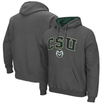 Colosseum Men's NCAA Colorado State Rams Arch and Logo Pullover Hoodie, Grey, Small