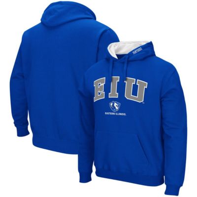 Colosseum Men's NCAA Eastern Illinois Panthers Arch and Logo Pullover Hoodie, Blue, Medium