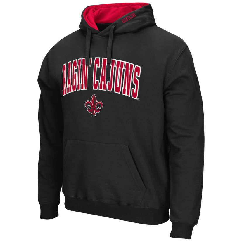 NCAA Louisiana Ragin Cajuns Arch and Logo Pullover Hoodie