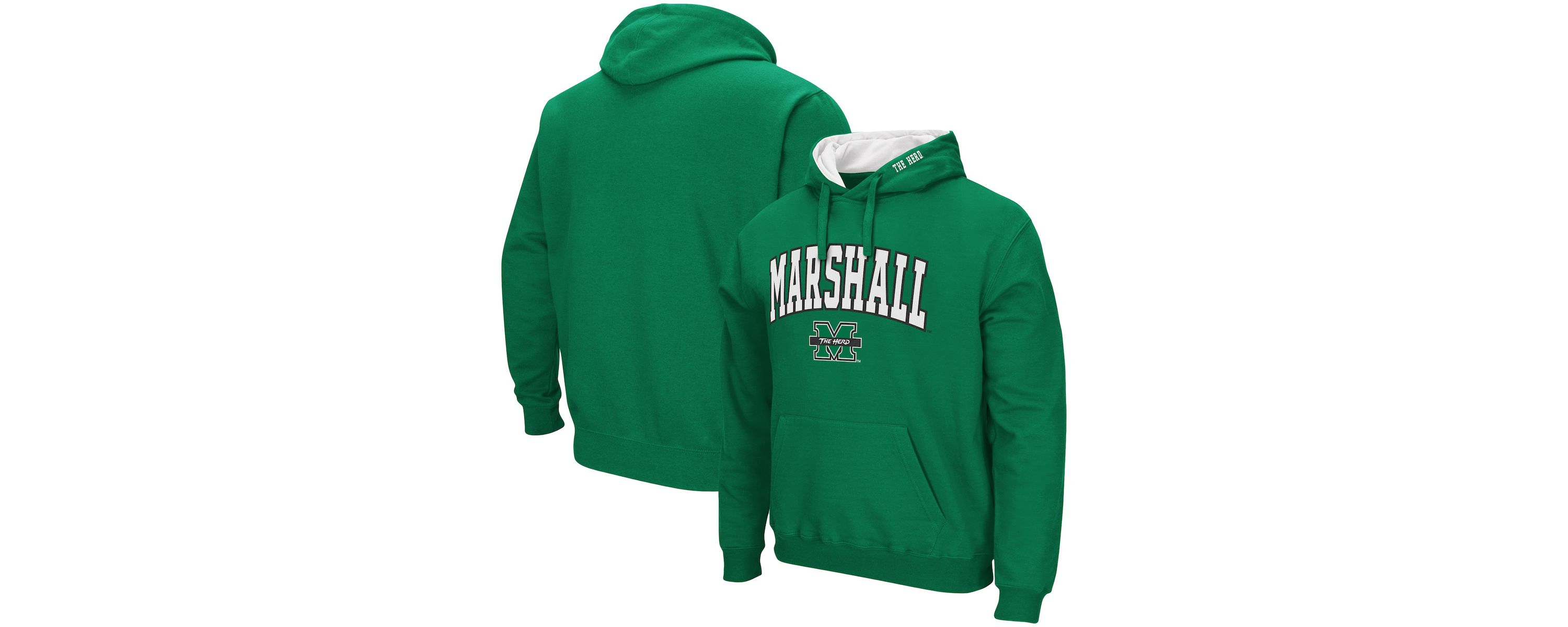 NCAA Kelly Marshall Thundering Herd Arch and Logo Pullover Hoodie