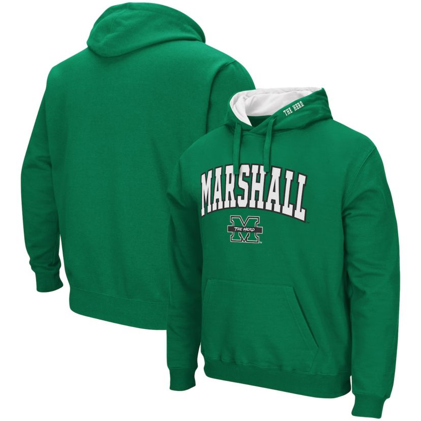 NCAA Kelly Marshall Thundering Herd Arch and Logo Pullover Hoodie