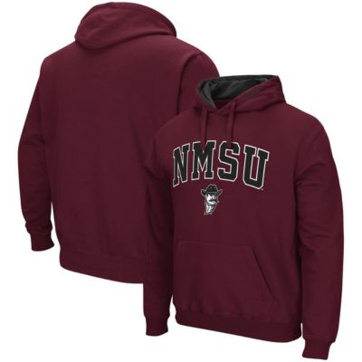 Colosseum Men's NCAA New Mexico State Aggies Arch and Logo Pullover Hoodie, Crimson, Large