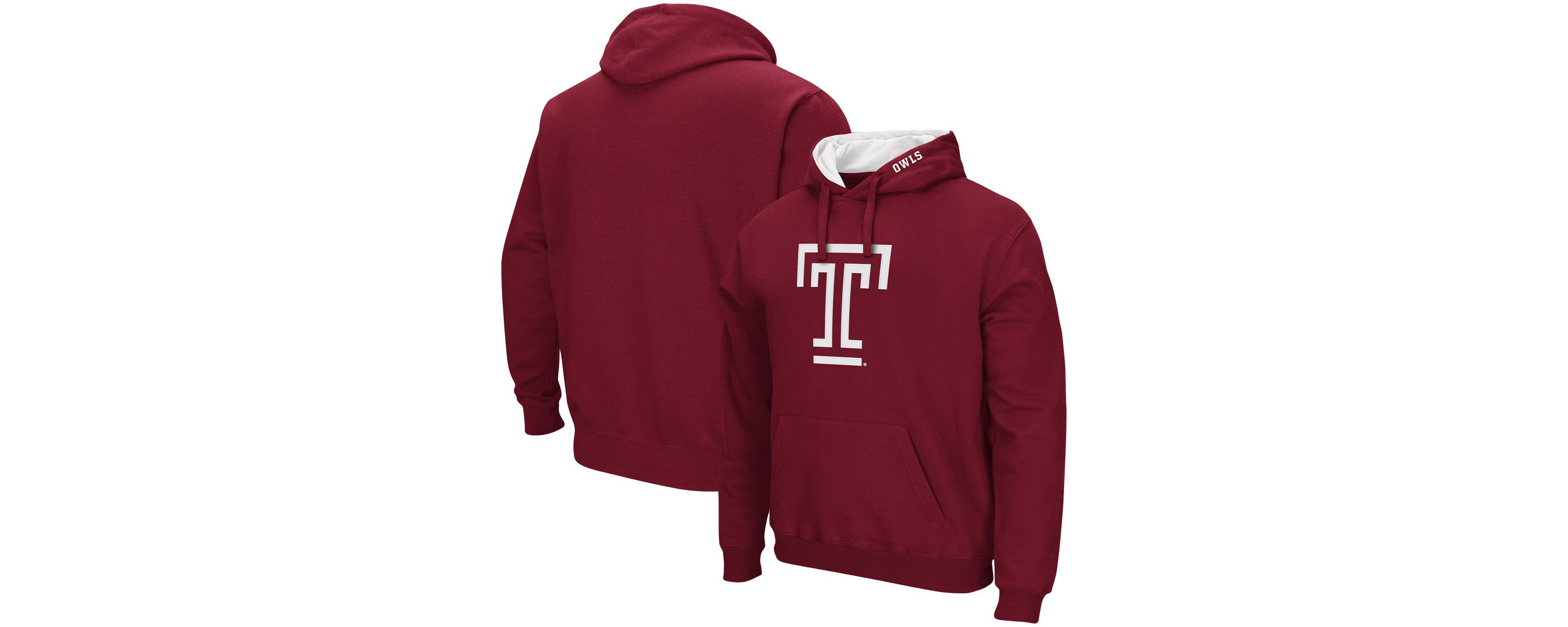 NCAA Cherry Temple Owls Arch and Logo Pullover Hoodie