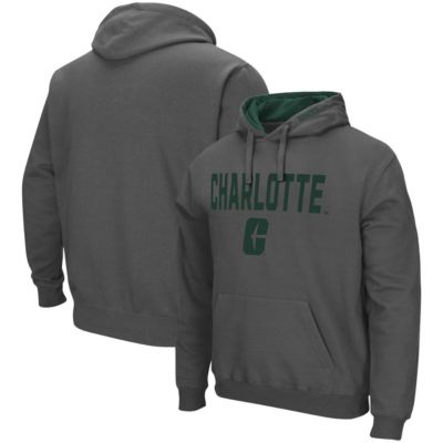 Colosseum Men's NCAA Charlotte 49ers Arch and Logo Pullover Hoodie, Grey, Small