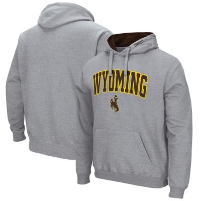 Colosseum Men's NCAA ed Wyoming Cowboys Arch and Logo Pullover Hoodie, Gray, Small