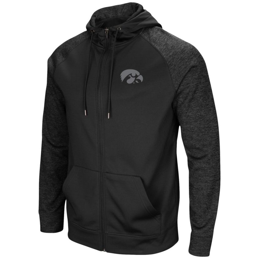 NCAA Iowa Hawkeyes Blackout 3.0 Tonal Raglan Full-Zip Hoodie