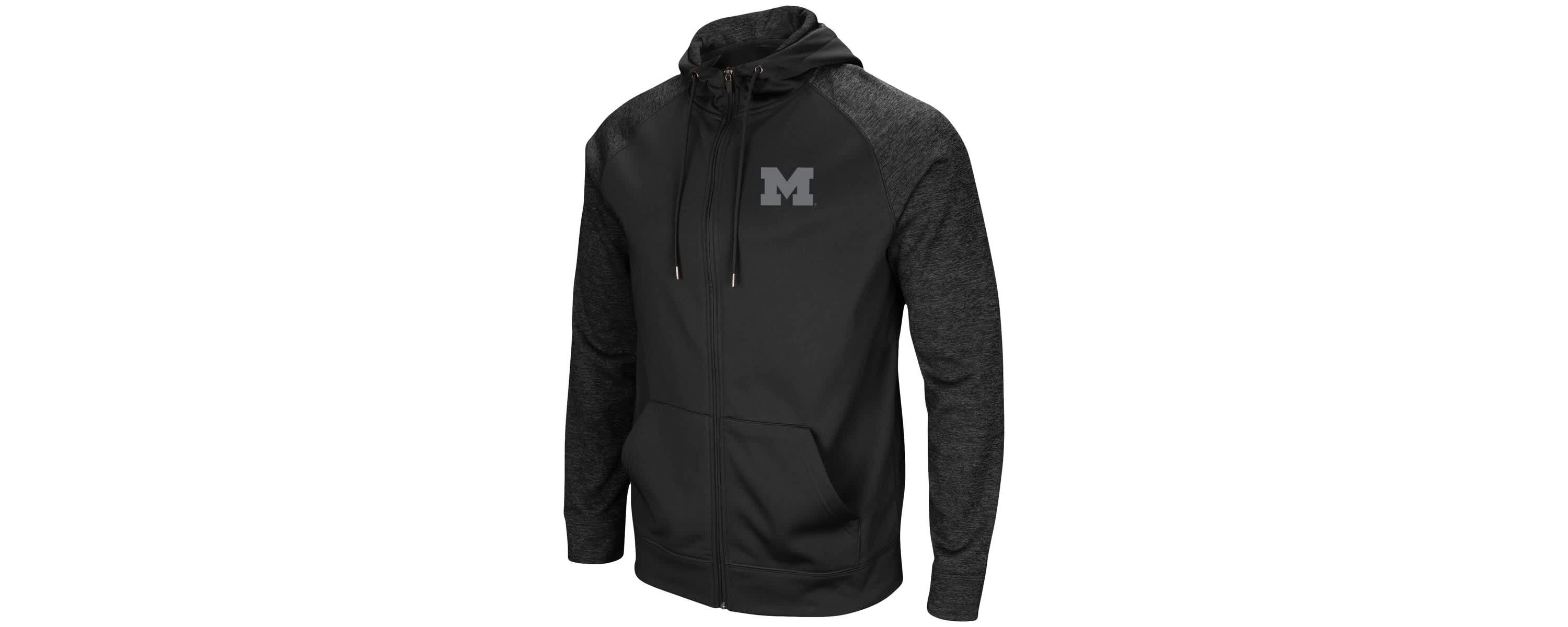 NCAA Michigan Wolverines Blackout 3.0 Tonal Raglan Full-Zip Hoodie