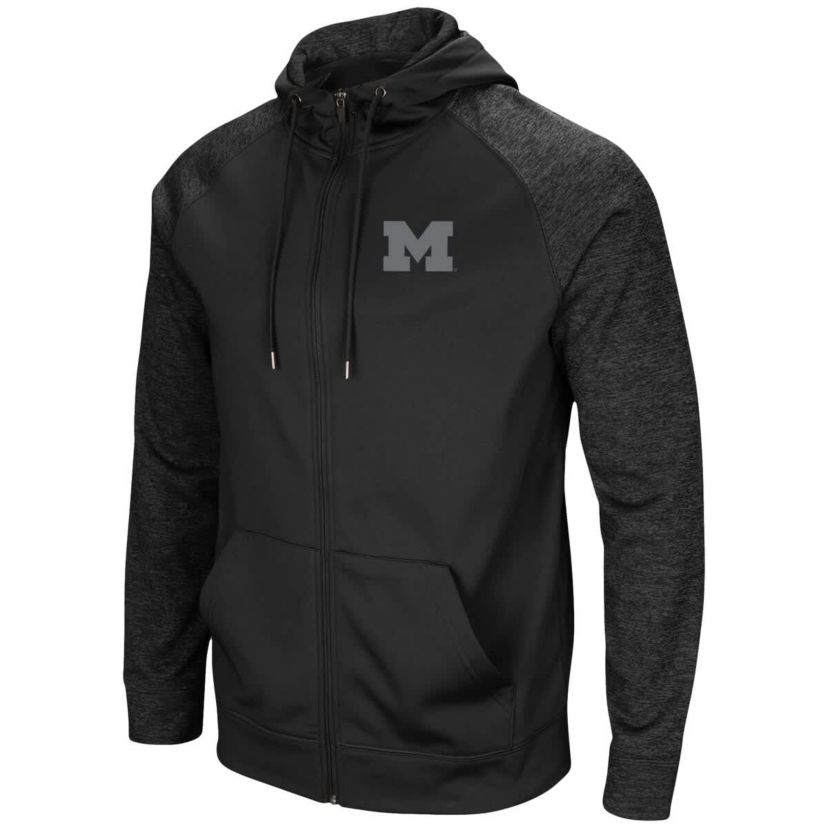 NCAA Michigan Wolverines Blackout 3.0 Tonal Raglan Full-Zip Hoodie