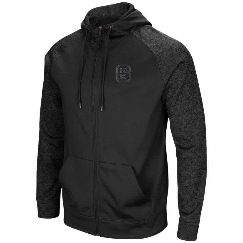 NCAA NC State Wolfpack Blackout 3.0 Tonal Raglan Full-Zip Hoodie
