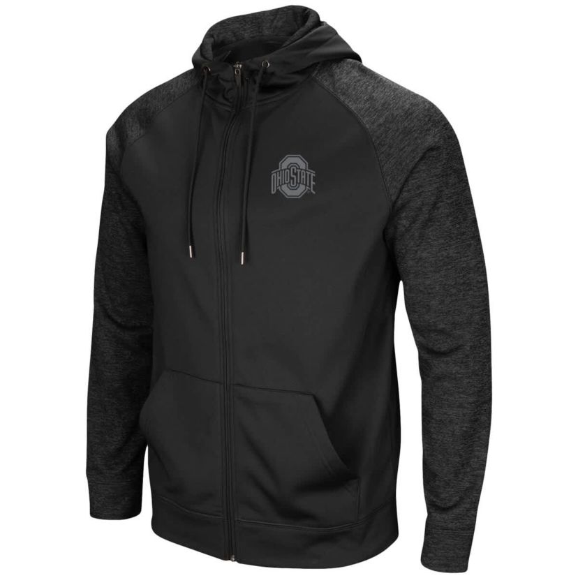 NCAA Ohio State Buckeyes Blackout 3.0 Tonal Raglan Full-Zip Hoodie