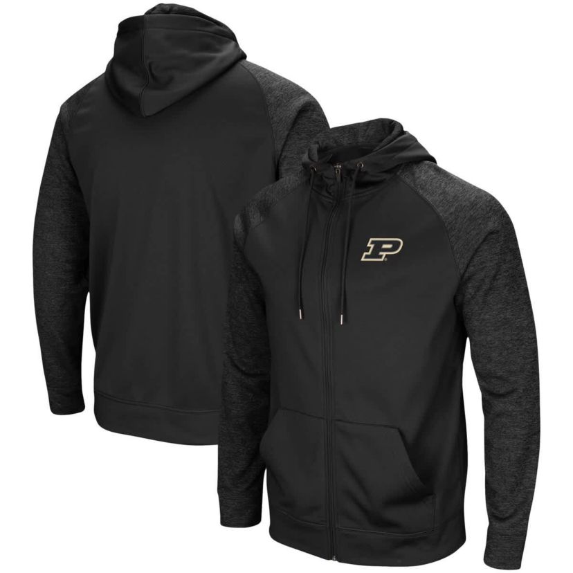 NCAA Purdue Boilermakers Blackout 3.0 Tonal Raglan Full-Zip Hoodie