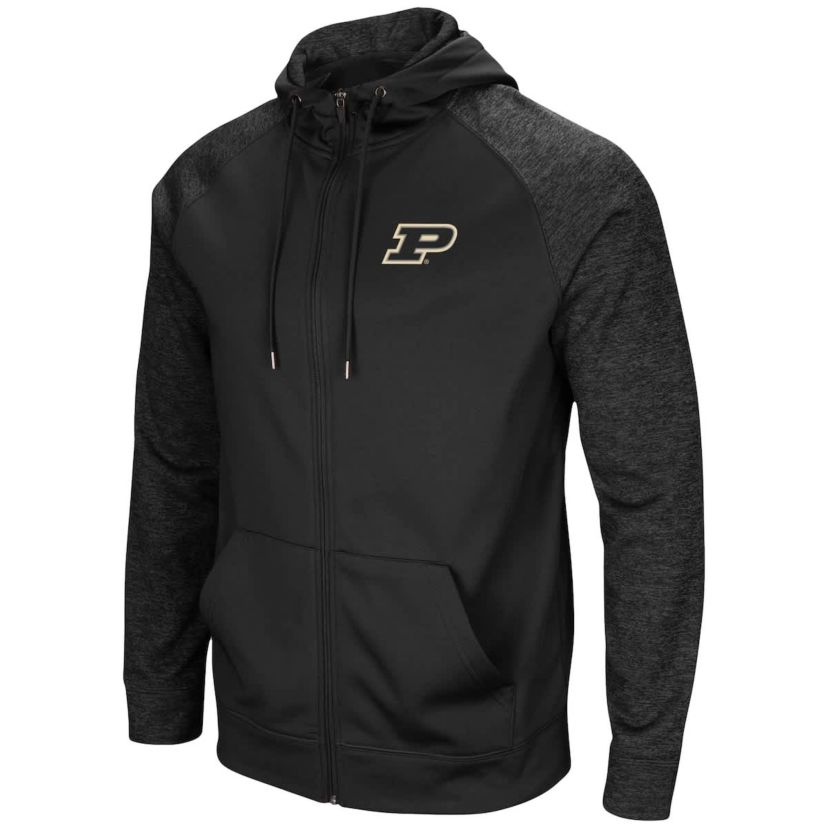 NCAA Purdue Boilermakers Blackout 3.0 Tonal Raglan Full-Zip Hoodie