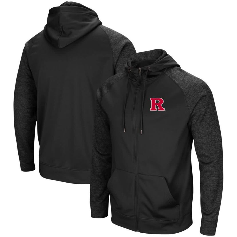 Rutgers Scarlet Knights NCAA Rutgers Knights Blackout 3.0 Tonal Raglan Full-Zip Hoodie