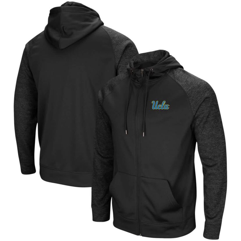 NCAA UCLA Bruins Blackout 3.0 Tonal Raglan Full-Zip Hoodie