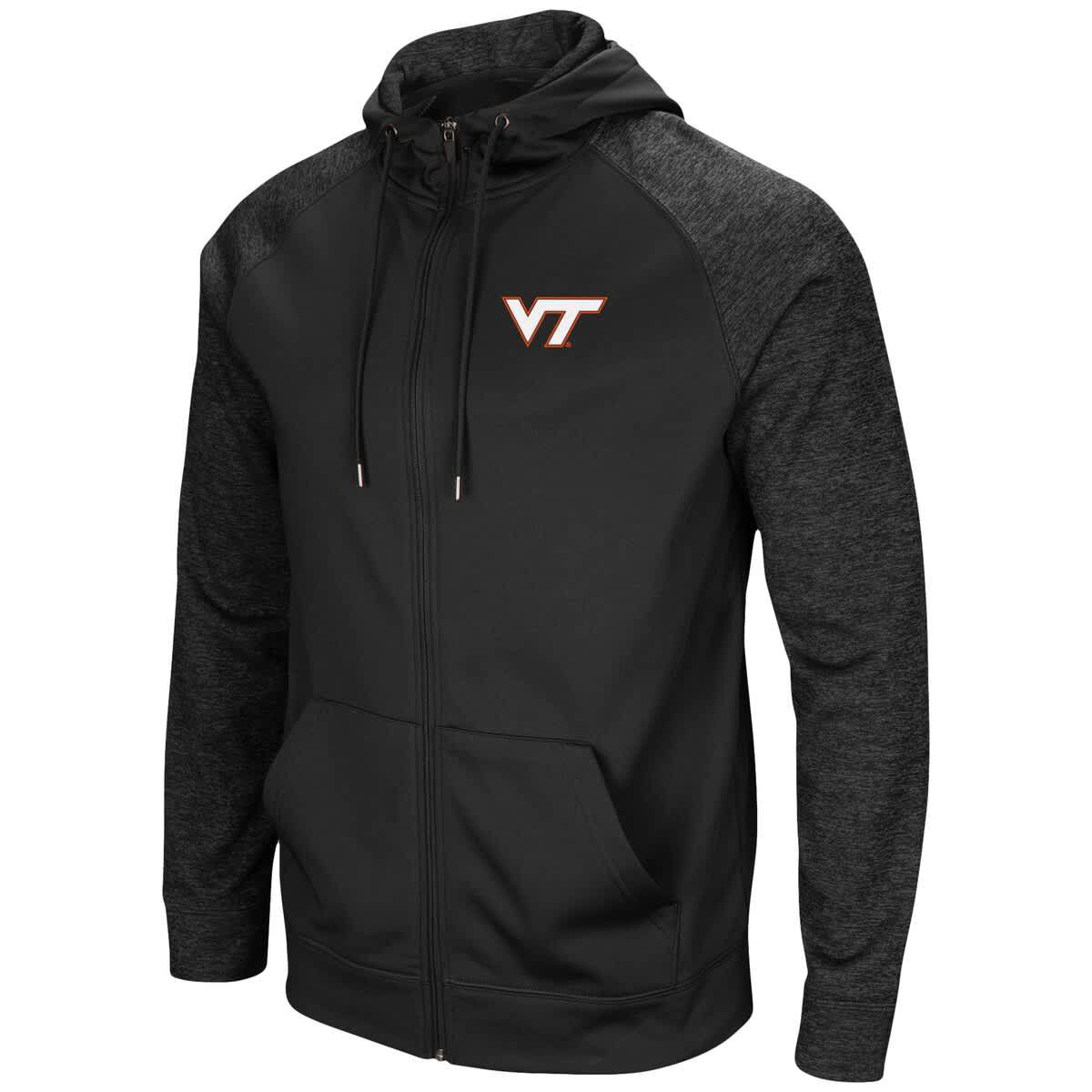 NCAA Virginia Tech Hokies Blackout 3.0 Tonal Raglan Full-Zip Hoodie