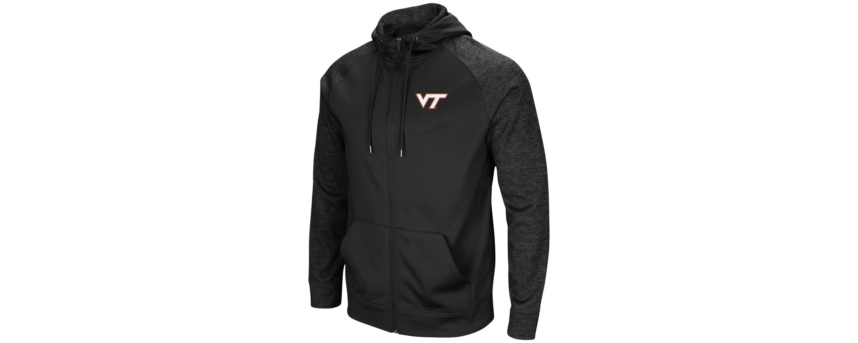 NCAA Virginia Tech Hokies Blackout 3.0 Tonal Raglan Full-Zip Hoodie