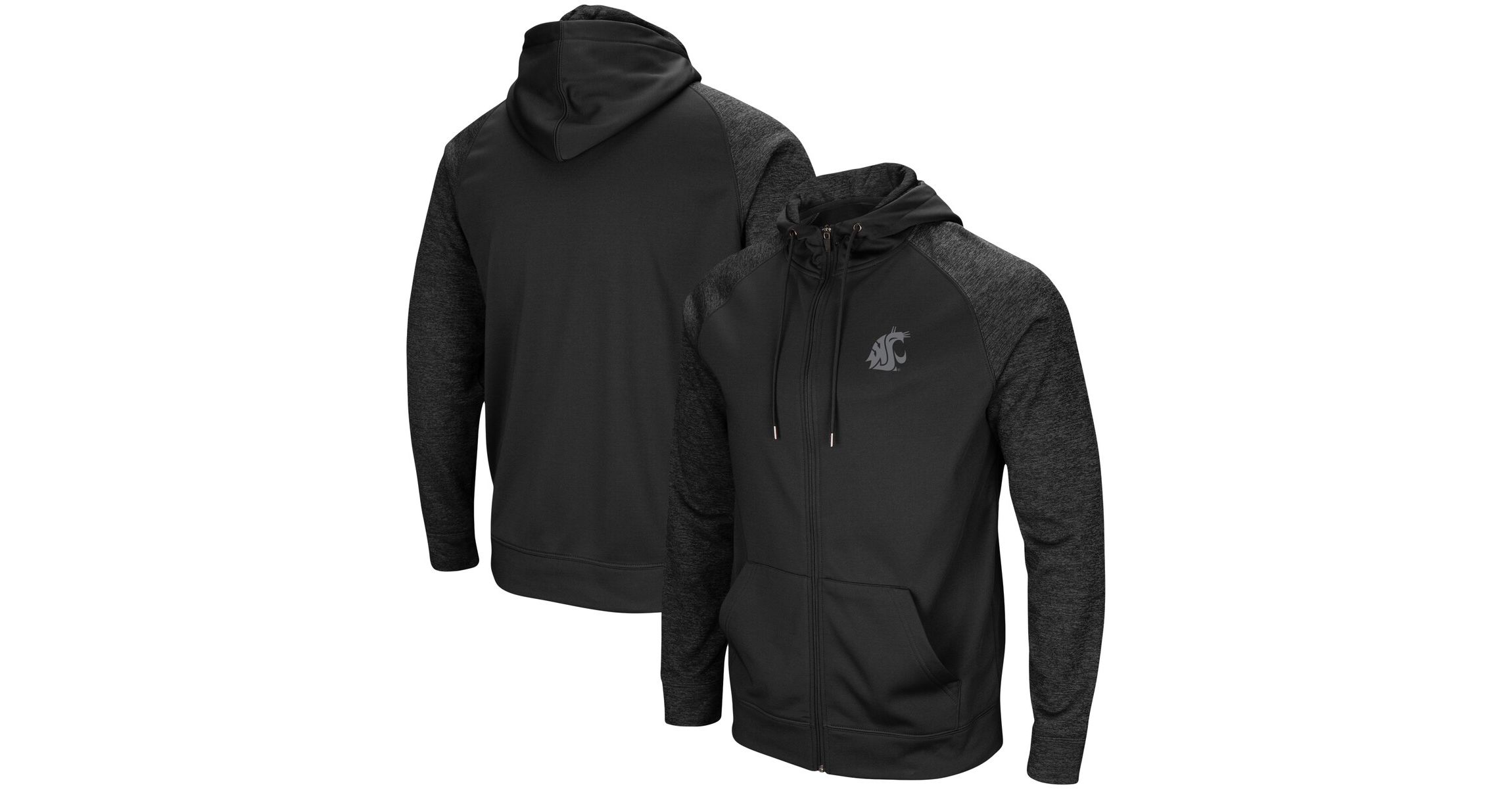 NCAA Washington State Cougars Blackout 3.0 Tonal Raglan Full-Zip Hoodie