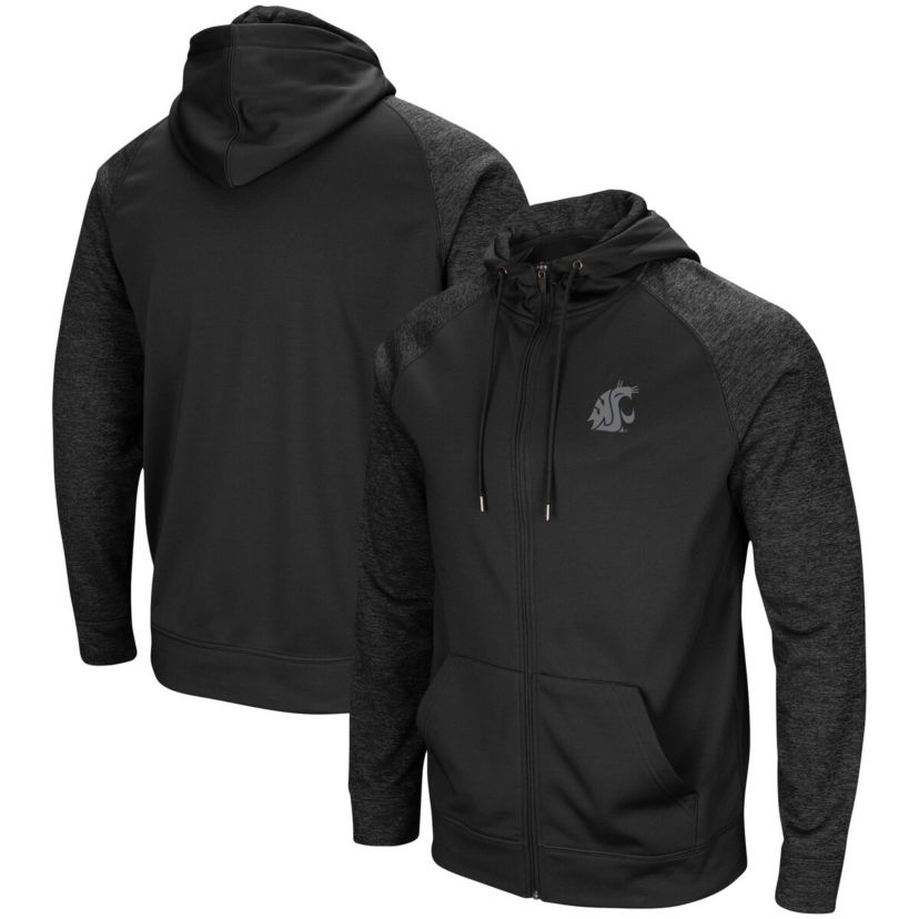 NCAA Washington State Cougars Blackout 3.0 Tonal Raglan Full-Zip Hoodie