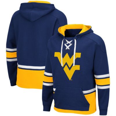 Colosseum Men's NCAA West Virginia Mountaineers Lace Up 3.0 Pullover Hoodie, Navy Blue, Medium