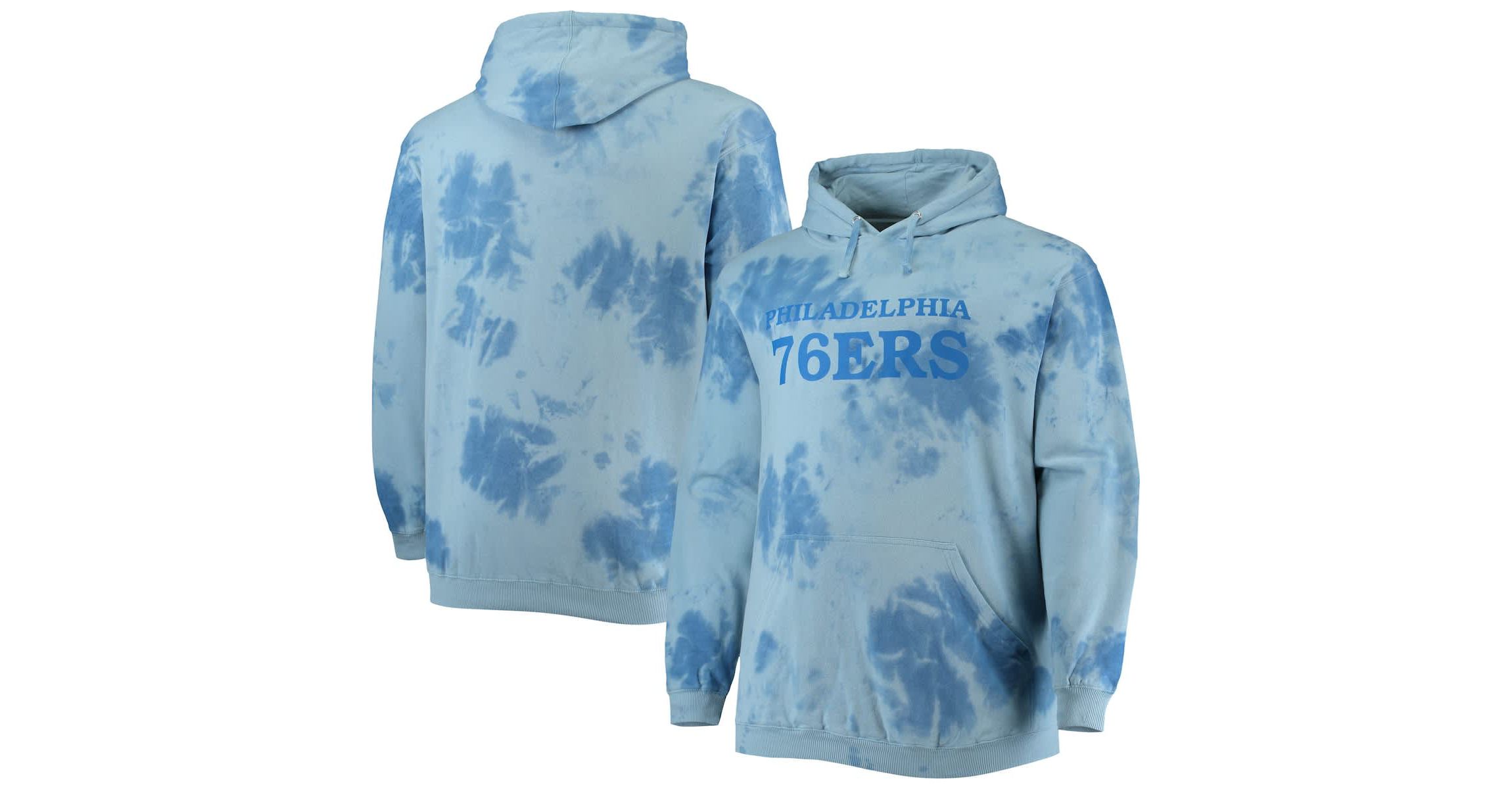 NBA Fanatics Philadelphia 76ers Big & Tall Wordmark Cloud Dye Pullover Hoodie